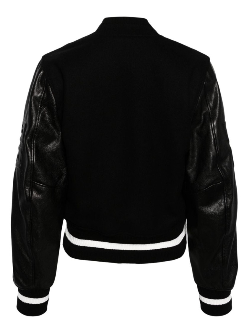 Givenchy Wool Blend Parka With Leather Sleeves And Iconic Branding