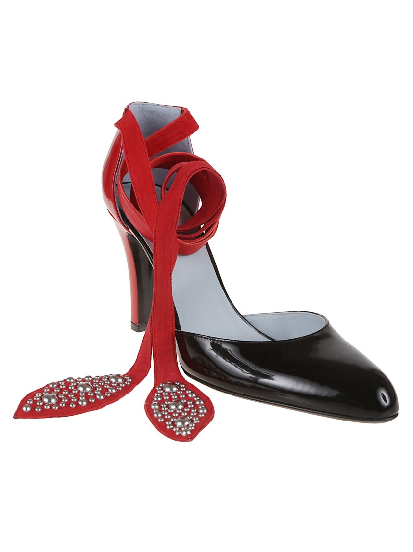 Shop Valentino Garavani Ankle Strap Pumps With Leaf Motif