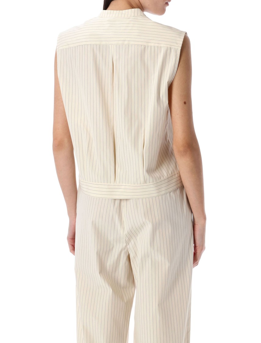 LOULOU STUDIO LOULOU STUDIO HALE STRIPES SLEEVELESS SHIRT WITH CLASSIC COLLAR