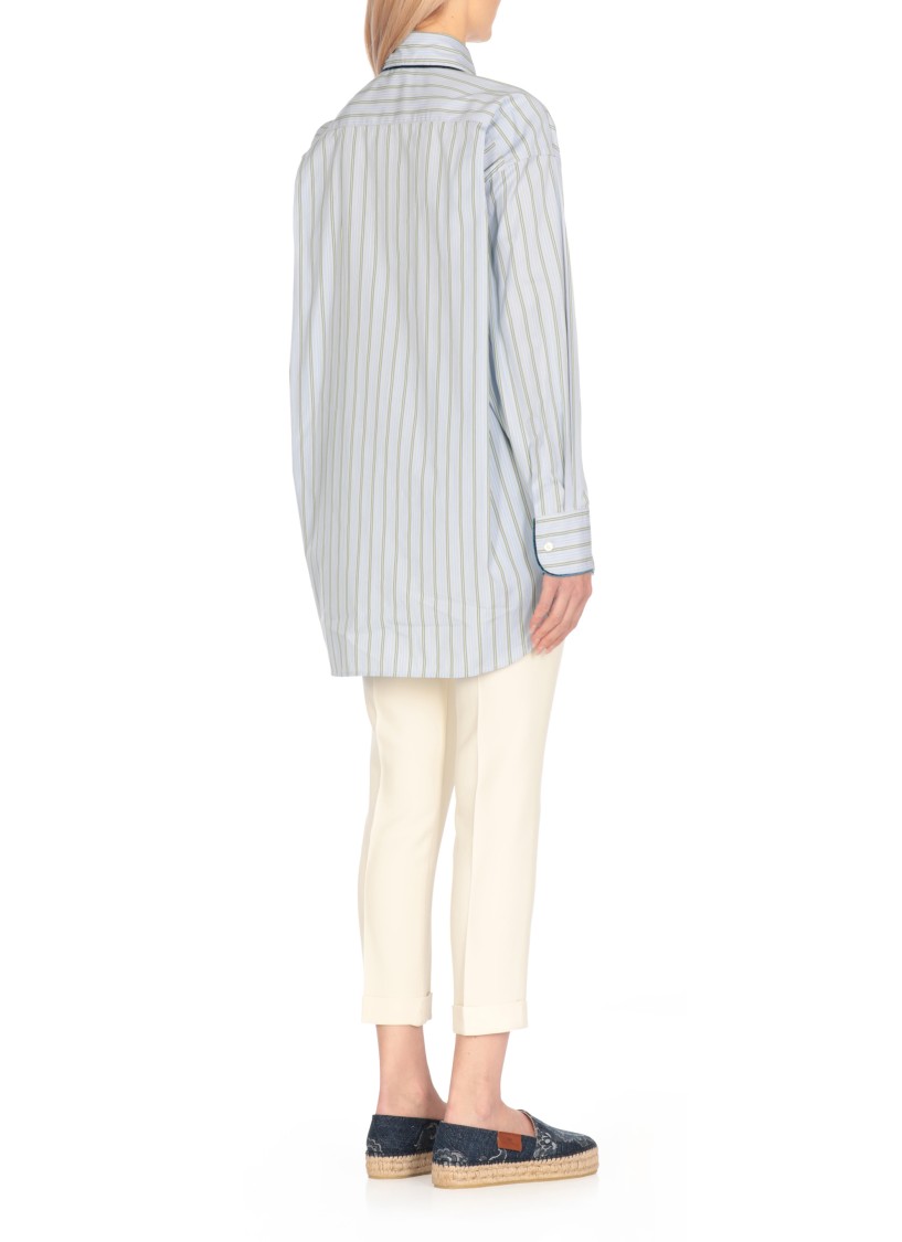 Shop Etro Light Blue Cotton Shirt With Contrasting Stripes In White
