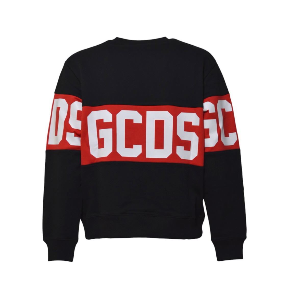 Shop Gcds Oversized Crew Neck Black Sweatshirt With Band Logo