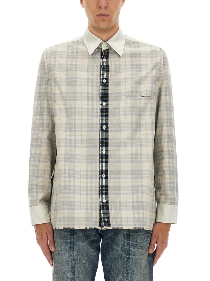 Mm6 Maison Margiela Mm6 By Maison Margiela Plaid Shirt With Classic Collar In White