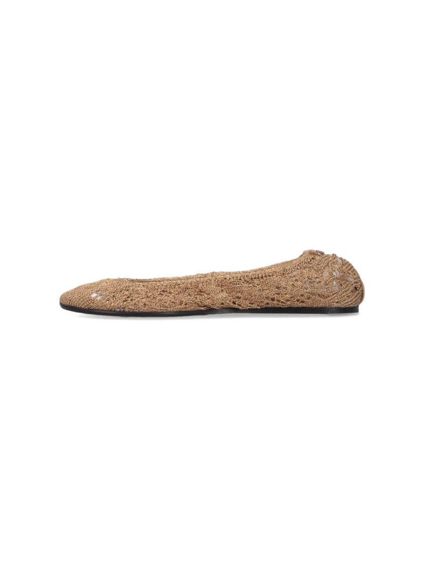 Isabel Marant Crochet Round Toe Ballerina Flats In Brown