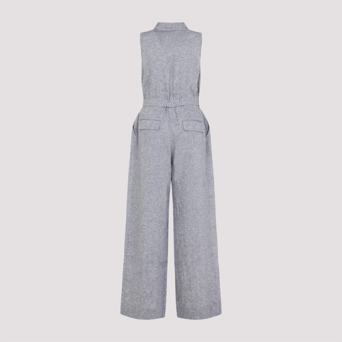Shop Peserico Blue Linen Jumpsuit In Grey