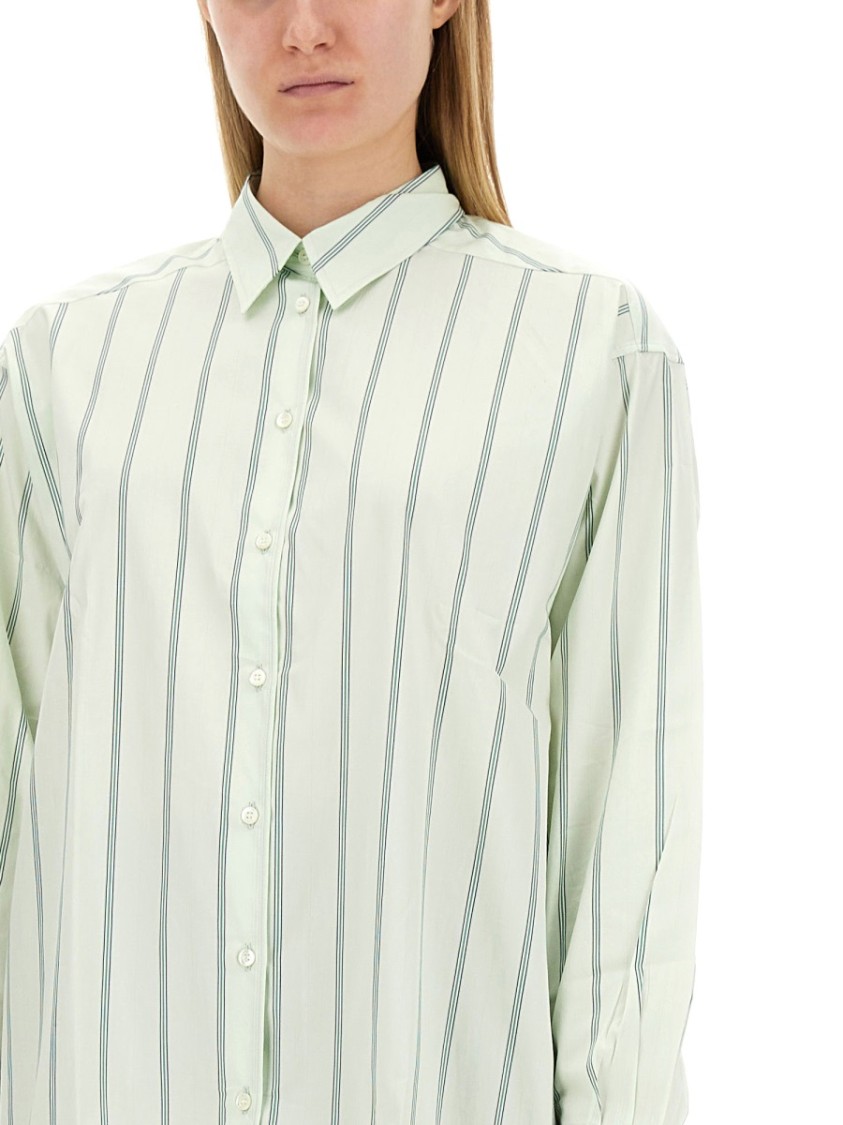 Shop Aspesi Vertical Striped Cotton Shirt