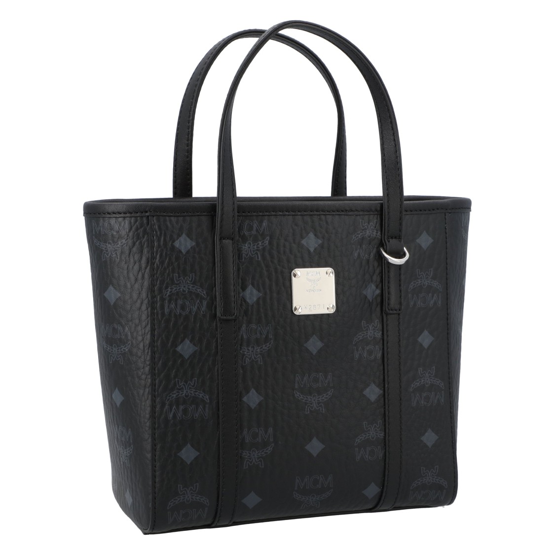 Mcm Structured Shoulder Bag With Textured Finish In Black