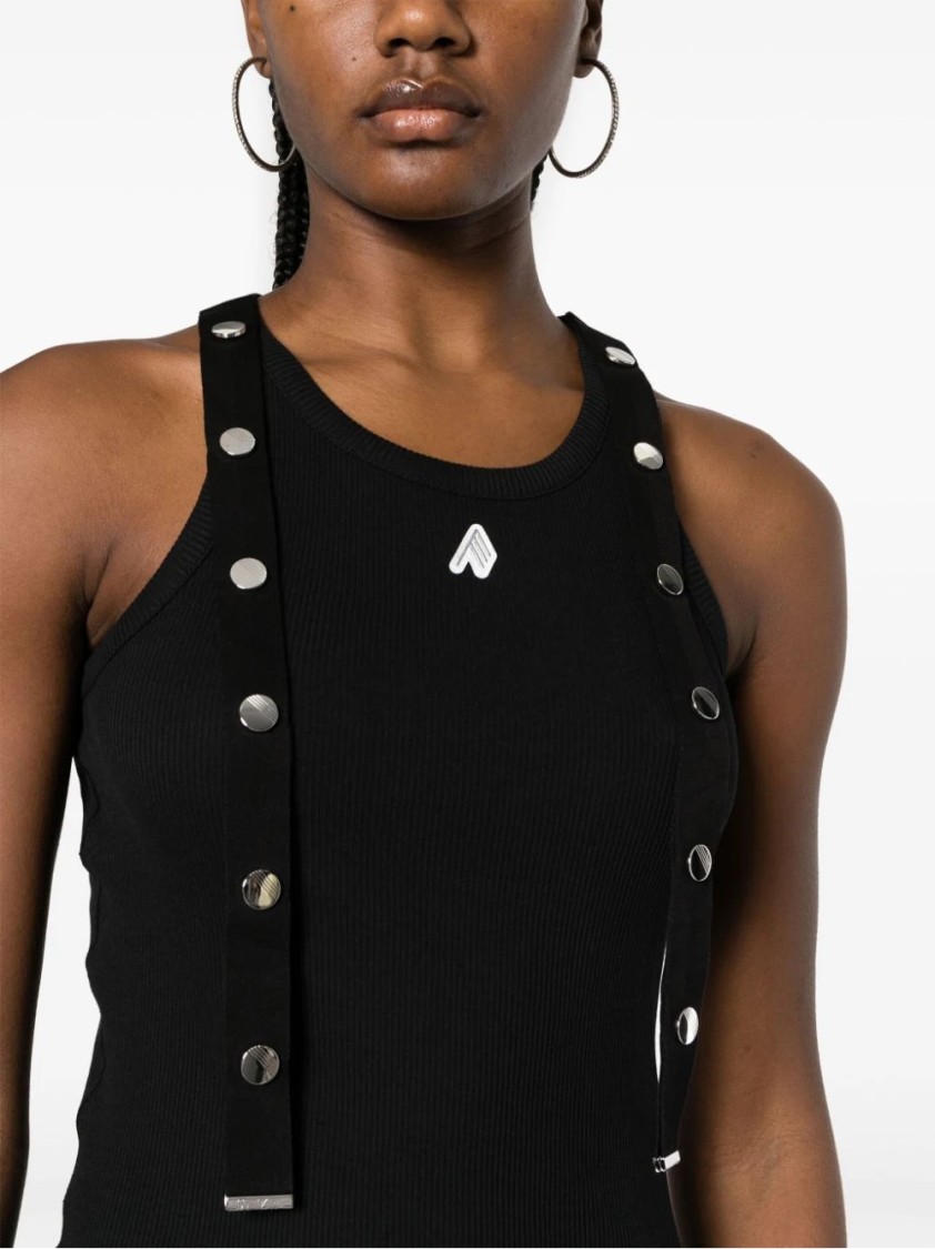 Attico Black Cotton Tank Top In Black