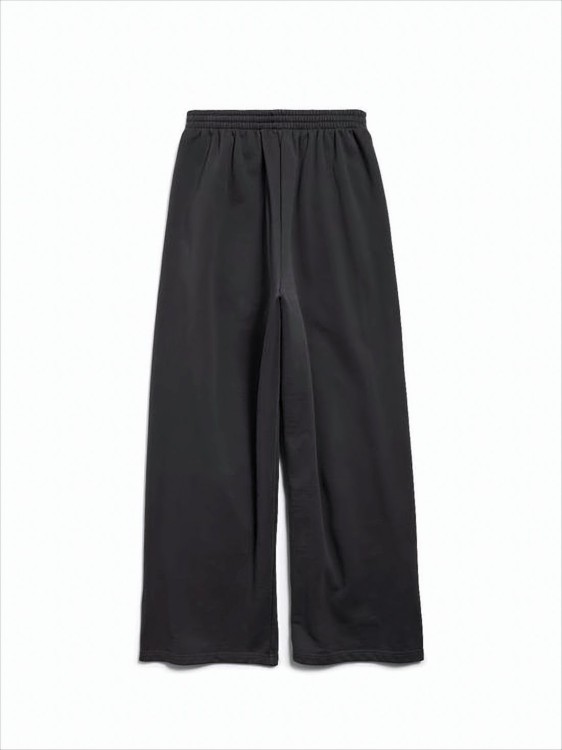 Balenciaga Relaxed Fit Black Cotton Jogger Pants With Subtle