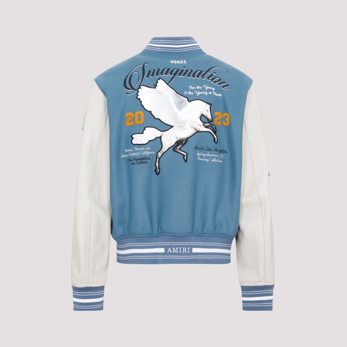 Amiri Oversized Varsity Jacket Ribbed Collar In Blue