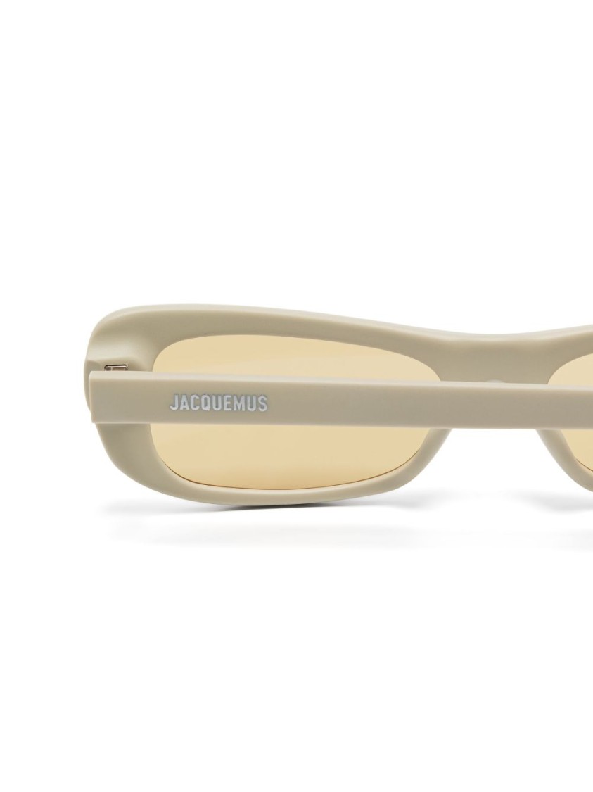 Shop Linda Farrow X Jacquemus Angular Capri Sunglasses With Yellow Lenses And Uv Protection In Grey