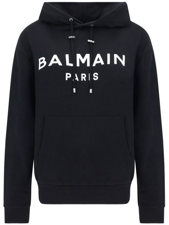 パーカー・フーディ Balmain Slouchy Black Organic Cotton Hoodie With Bold Logo Balmain Slouchy Black Organic Cotton Hoodie With Bold Logo