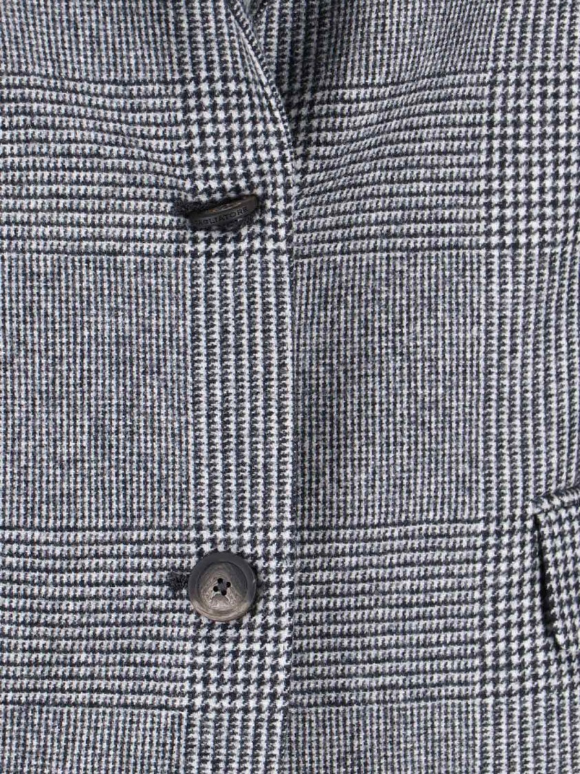 Tagliatore Check Pattern Notch Lapel Front Pockets Blazer In Gray