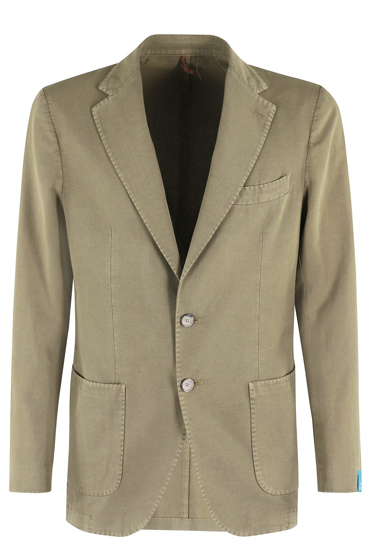 Santaniello Forest Green Ice Gabardine Tailored Jacket In Neutrals