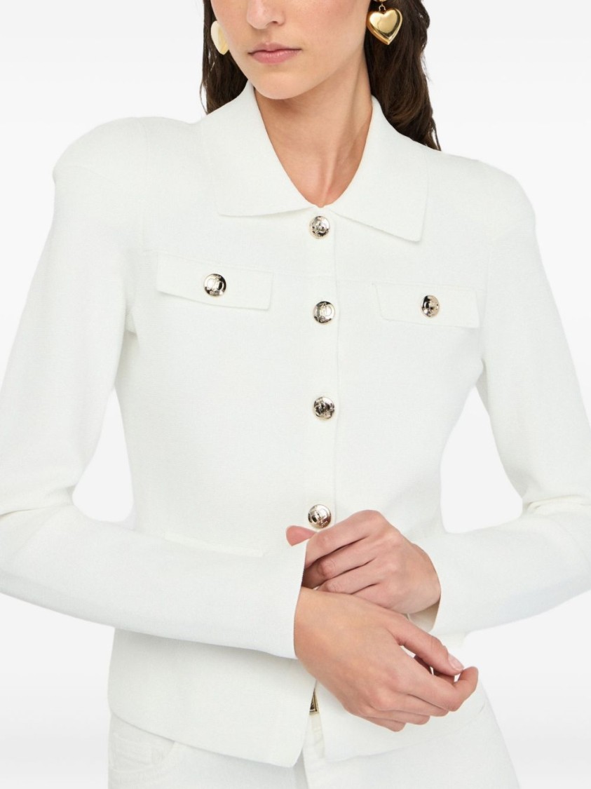 Liu •jo Liu Jo Fitted White Jacket With Classic Collar And Decorative Buttons In White