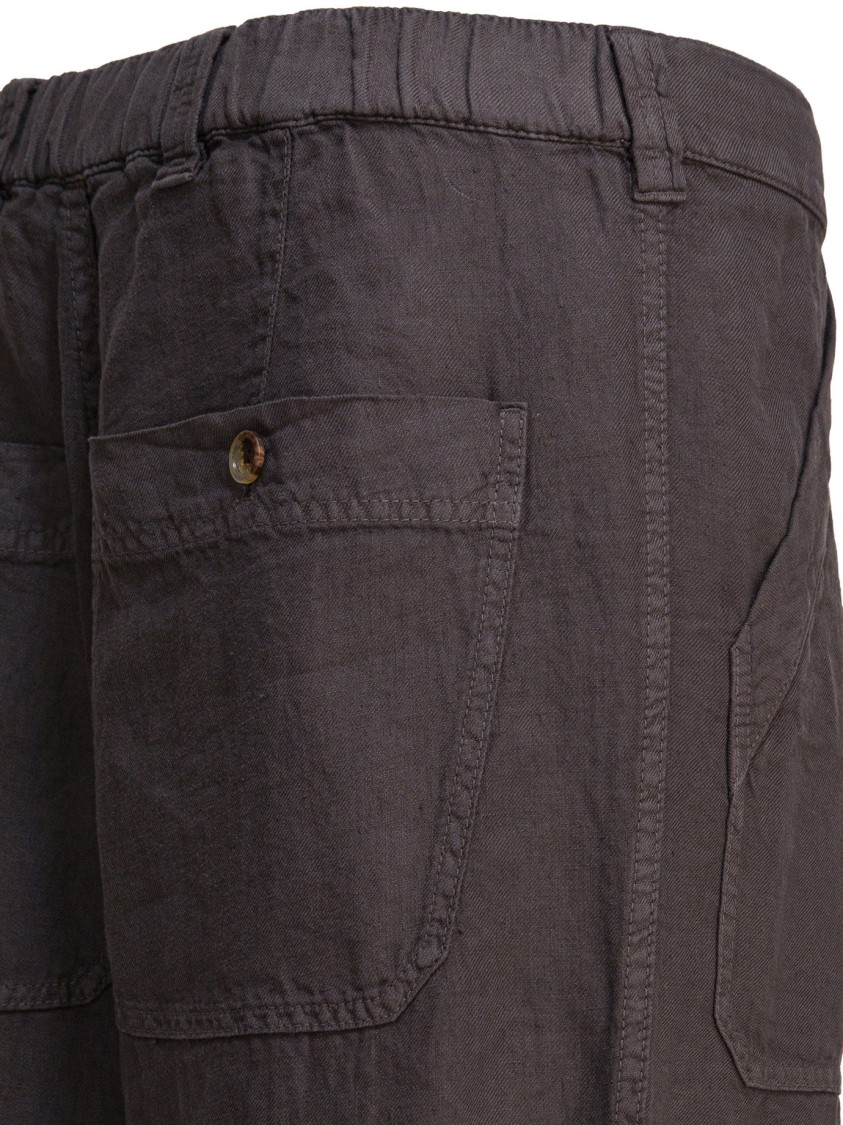 Brunello Cucinelli Linen Trousers With Relaxed Fit In Green
