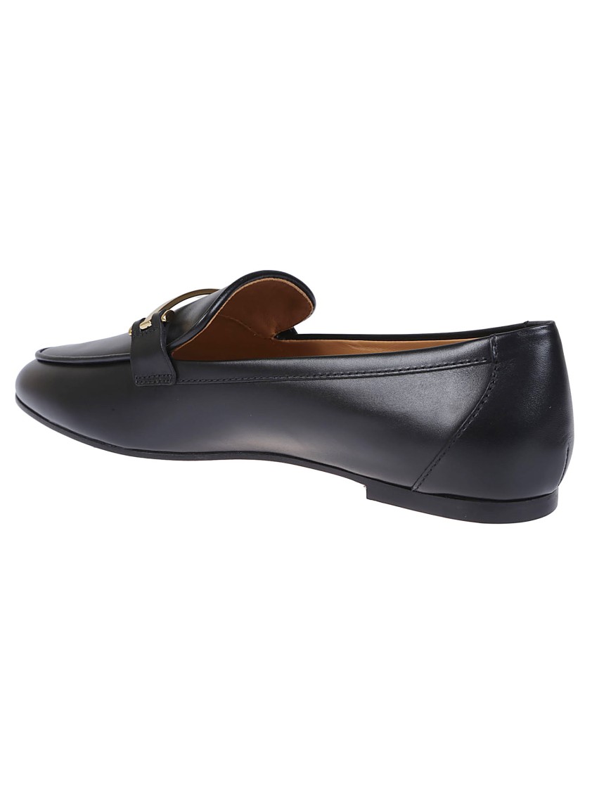 Tod's Leather Loafers With Subtle Gold Accent In Black