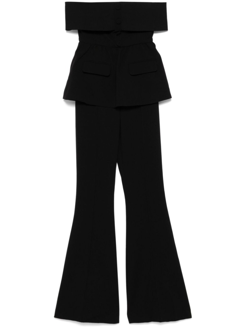 Self-portrait Black High-waisted Flared Tailored Pants In Black