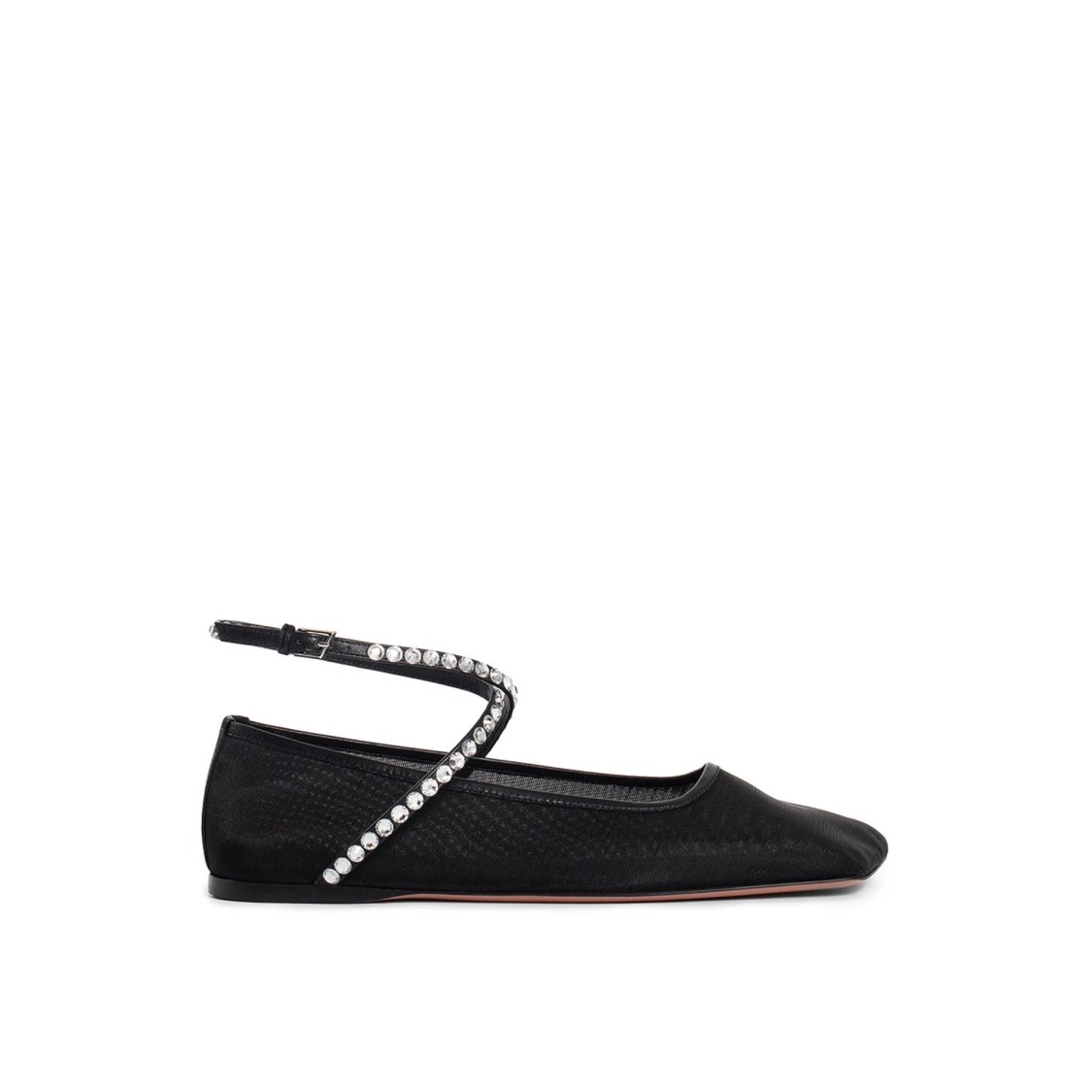 Amina Muaddi Ane Crystal-embellished Mesh Ballerina Shoes