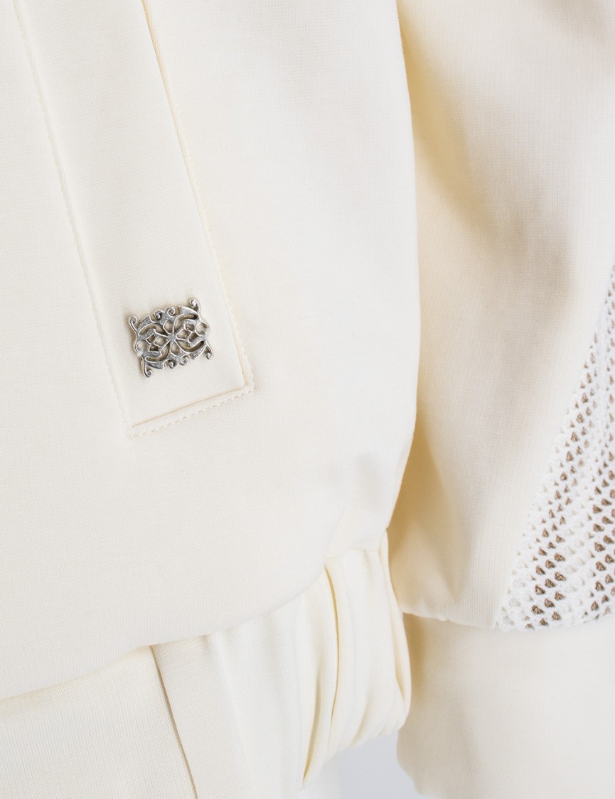 Panicale Cream Hooded Sweatshirt With Contrasting Fabric Bands In Neutrals