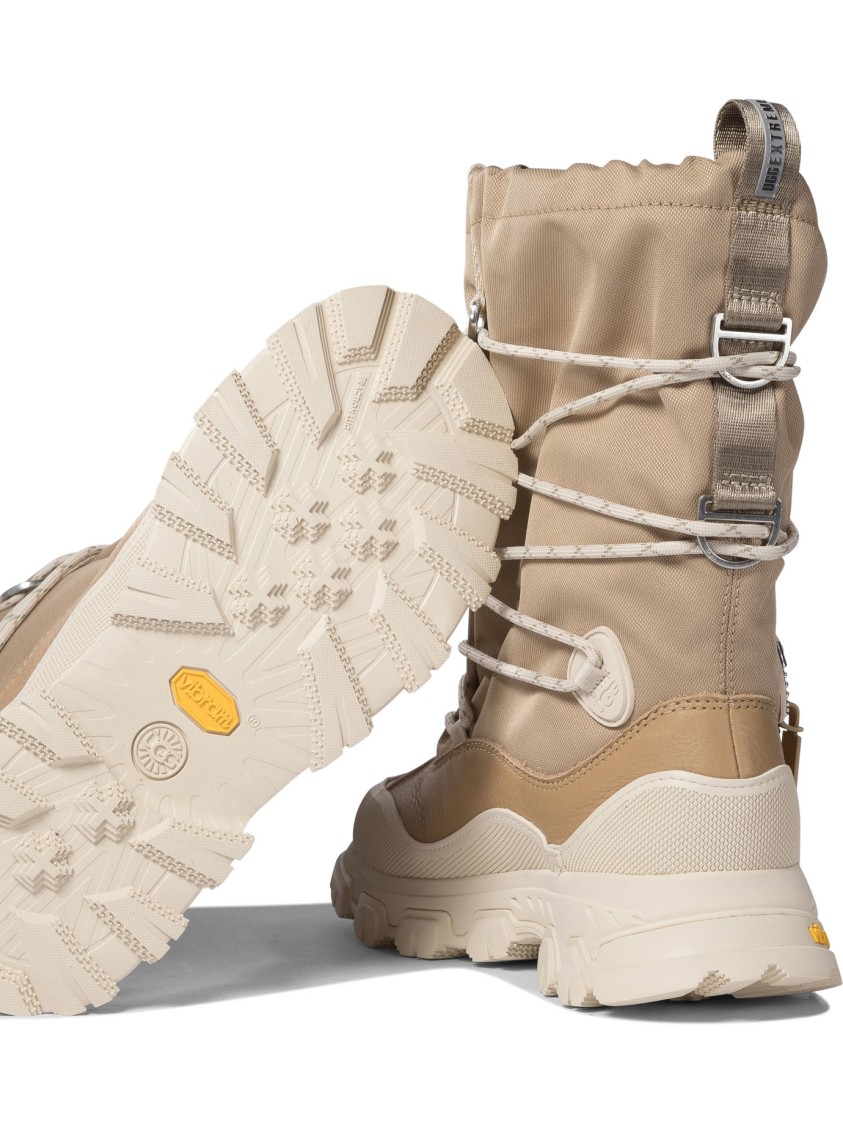 Ugg Sole Ankle Boots With Lace-up Detail In Neutral