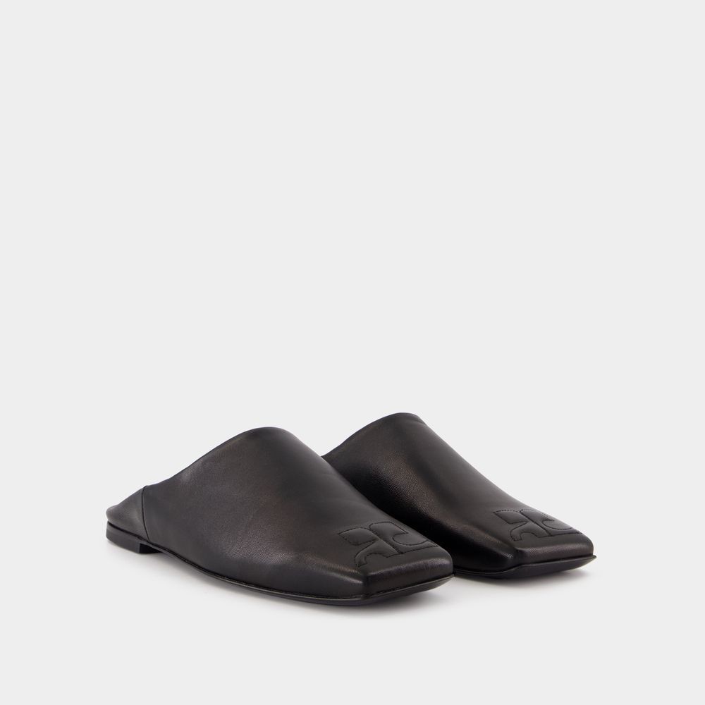 Shop Courrèges Heritage Shadow Mules - Leather - Black