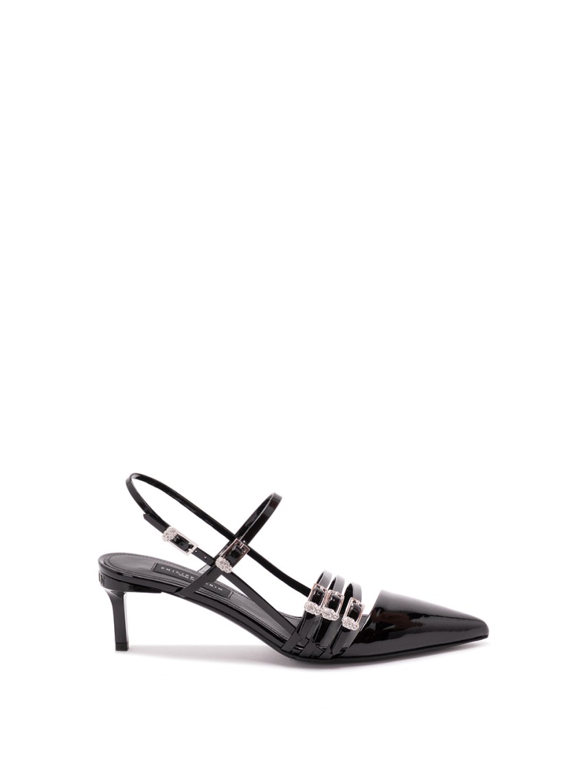 Philipp Plein Multi-strap Mid-heel Slingbacks In Black