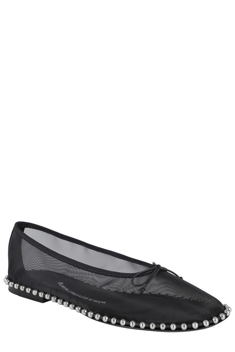 Alexander Wang Lina Studded Mesh Ballet Flats In Black