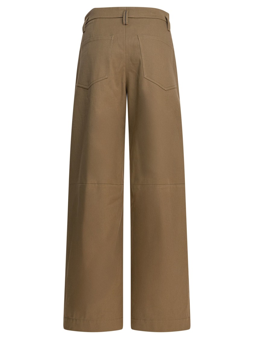 Brunello Cucinelli Cropped Wide-leg Trousers With High Waist In Brown