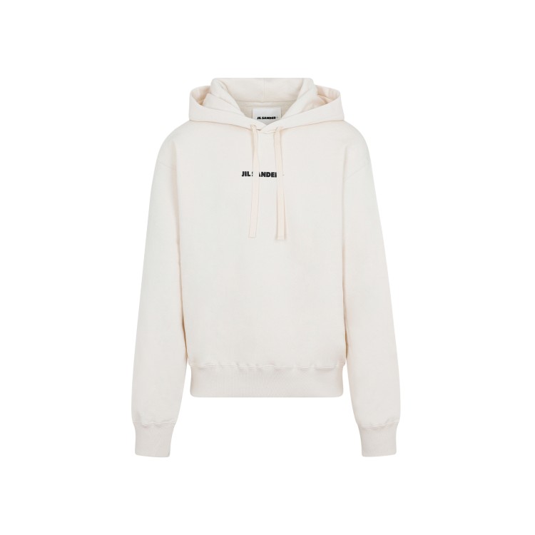 Jil Sander Dune Cotton Logo Hoodie in White | THE LIST