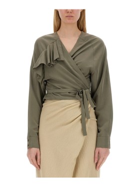 ブルゾン ALYSI SS25 SILK BOMBER JACKET (205912 P5219CHOCO) Alysi Textured Crinkled Silk Bomber Jacket | THE LIST