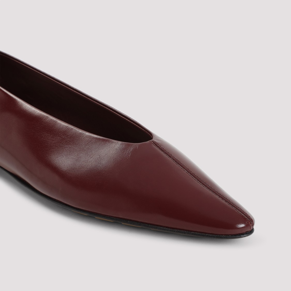 Shop Bottega Veneta Barolo Red Nappa Leather Sofia Ballet Flat Ballerinas In Black