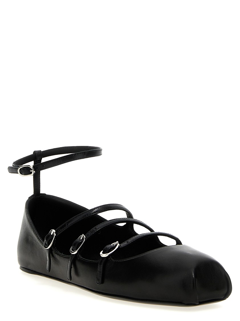 Alexander Mcqueen Mcqueen Leather Strap Ballet Flats In Black