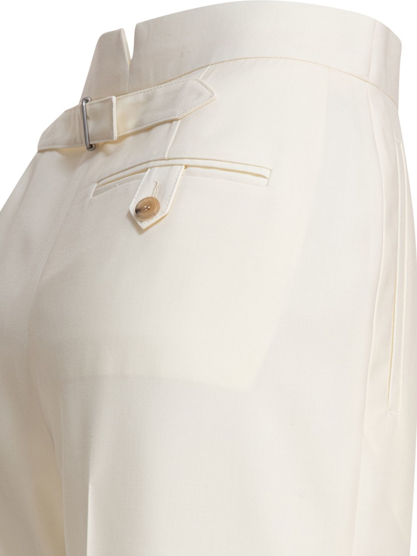 Alexander Mcqueen Tailored High-waist Trousers In Wool In Neutral