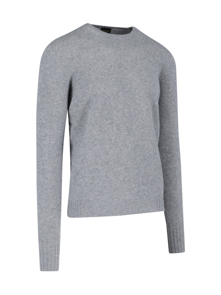 Drumohr Ribbed Crewneck Sweater Soft Texture In Grey