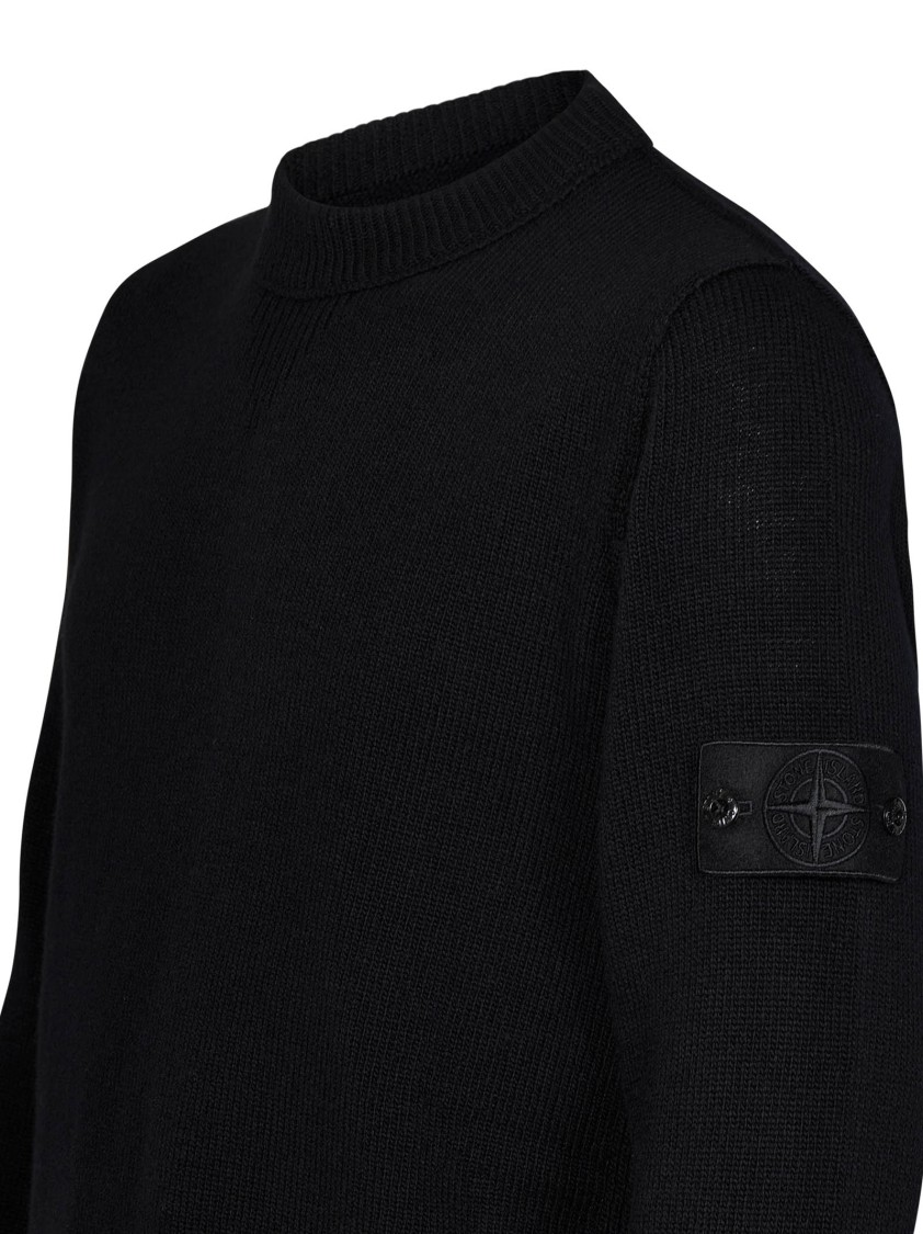 Shop Stone Island Textured Knit Black Sweater