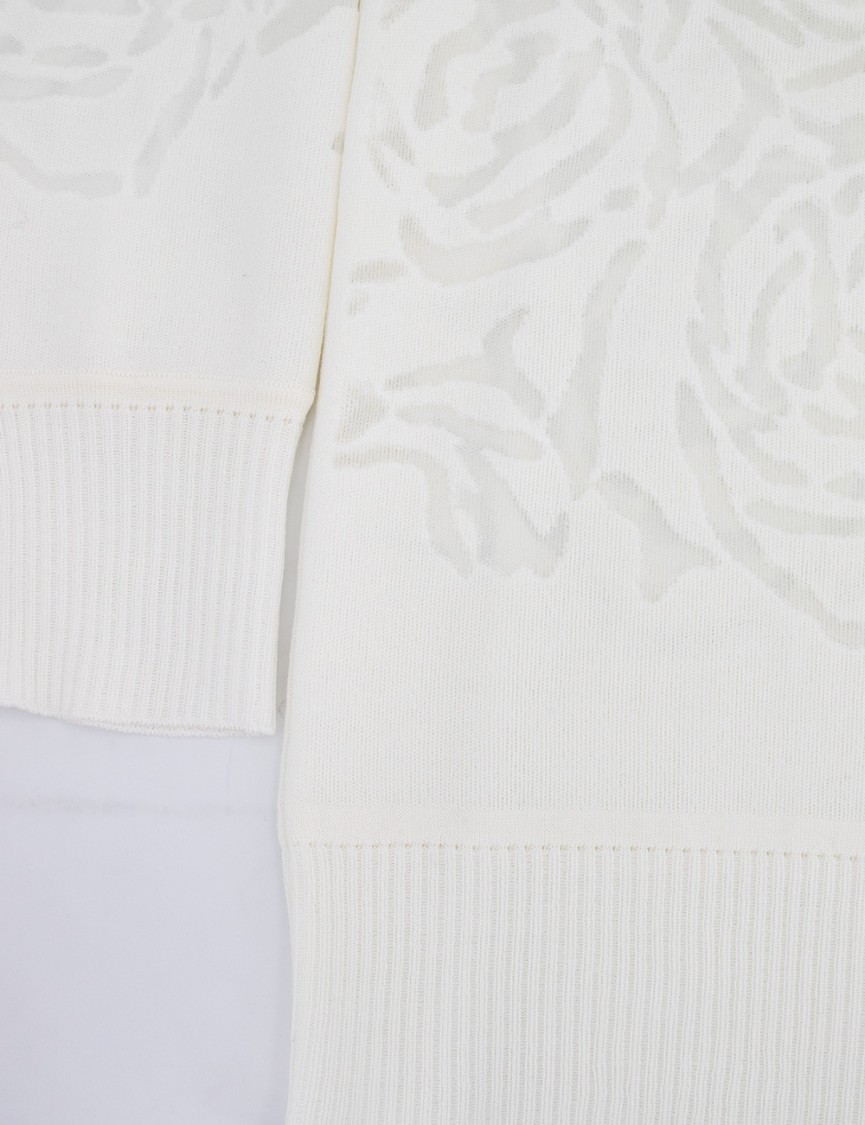 Ermanno Scervino Long-sleeved Cotton Knit Cardigan With Rose Pattern