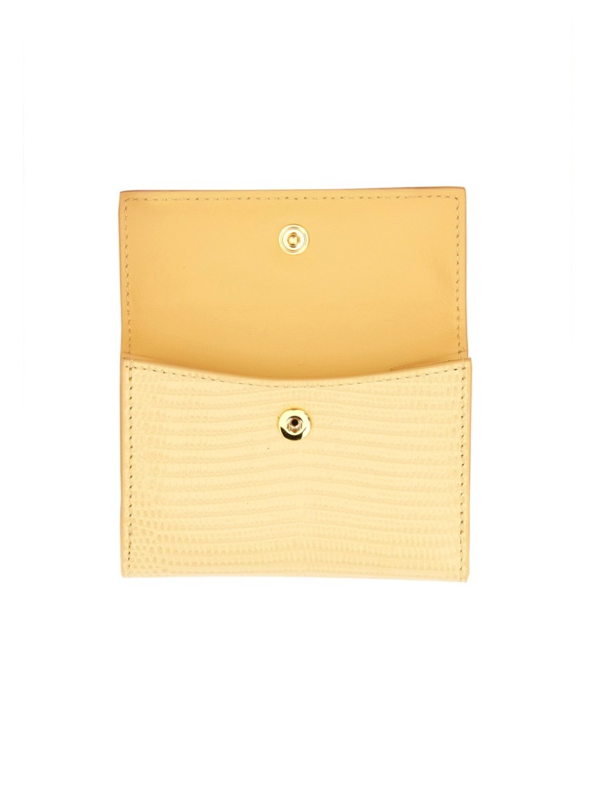 Jil Sander "baby" Textured Leather Wallet In Yellow