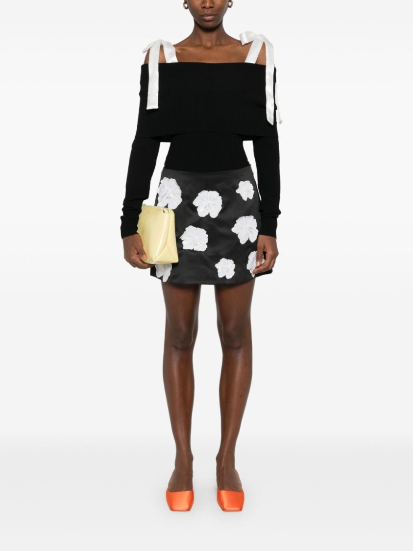 Rotate Birger Christensen 'long-sleeved Off-should In Black