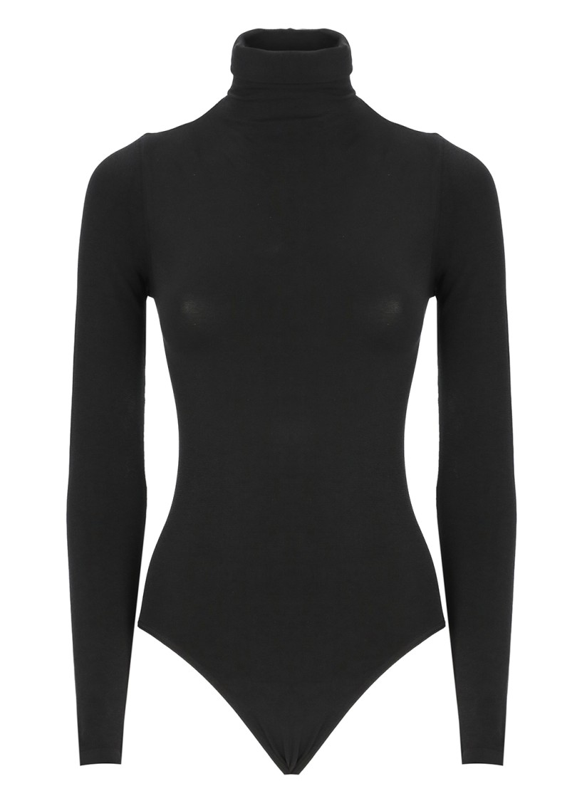 Wolford Seamless Fitted Turtleneck Long-sleeved Top In Black