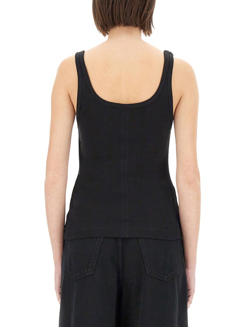 Shop Mm6 Maison Margiela Mm6 By Maison Margiela Fitted Black Ribbed Tank Top