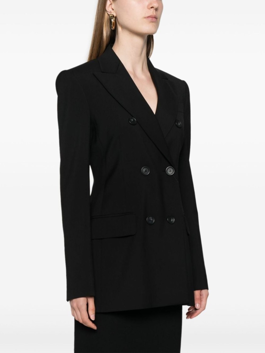Shop Sportmax Double-breasted Virgin Wool Jacket With Tailored Fit And Silhouette In Black