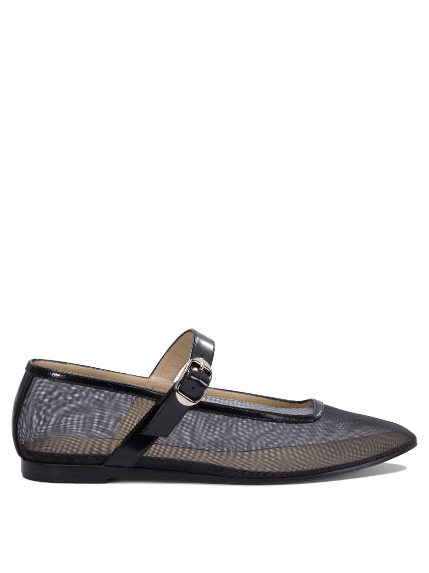 Le Monde Beryl Le Monde Béryl Pointed Toe Ballerinas With Semi-transparent Mesh In Gray