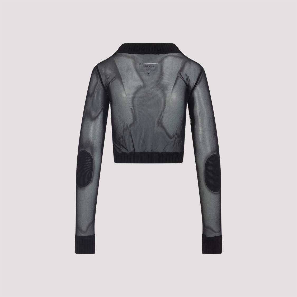 Mm6 Maison Margiela Mm6 By Maison Margiela Cropped Sheer Black Top With Deep V-neckline