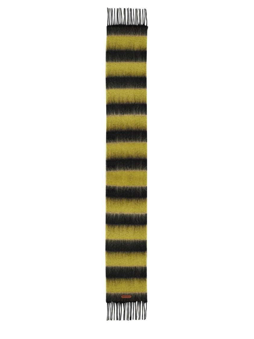 Marni Wool Blend Scarf With Striped Pattern And Fringe Detailing In Multicolor