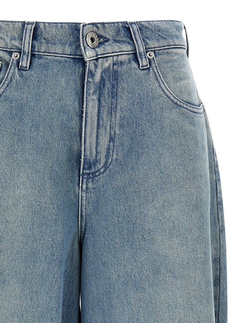 Jw Anderson Wide Jeans With Adjustable Ankle Height Belts In Blue