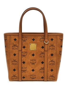 トートバッグ Mcm Structured Brown Bag With Distinctive Logo Pattern Mcm Structured Brown Bag With Distinctive Logo Pattern Tote