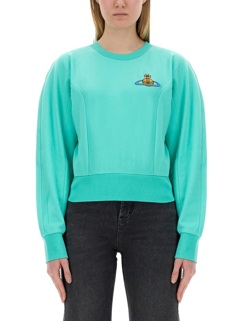 Vivienne Westwood Orb-embroidered Cotton Sweatshirt In Blue