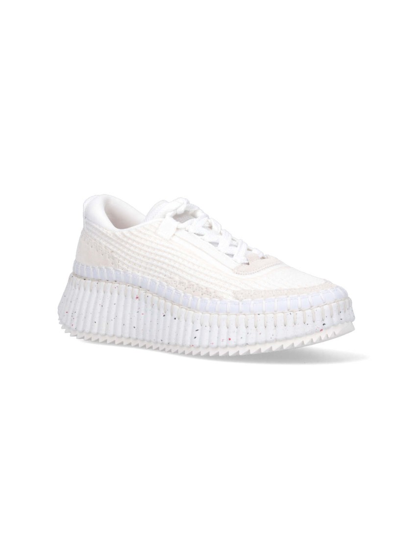 Chloé Low Top Sneakers Textured Sole In White