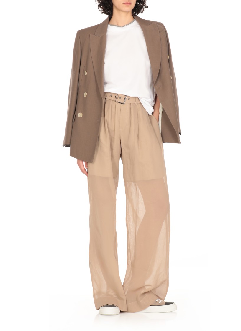 Brunello Cucinelli Linen Blend Double-breasted Jacket In Brown