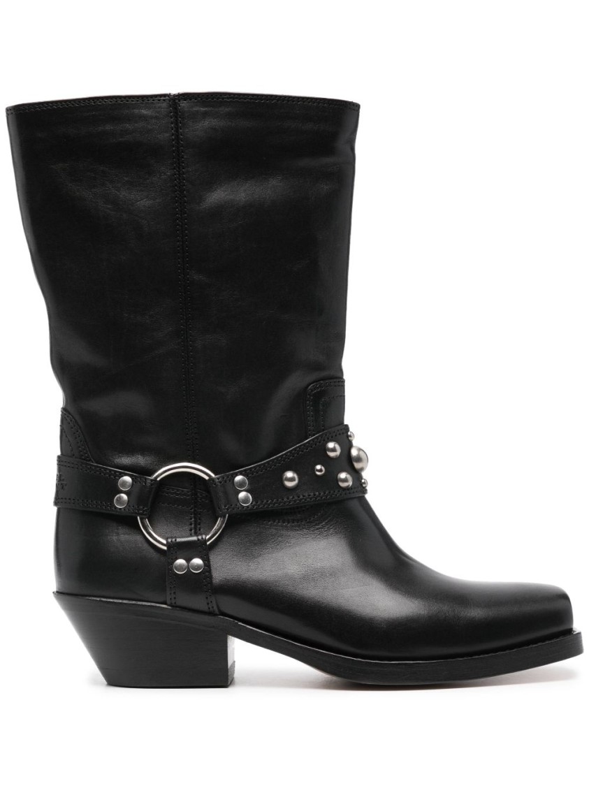 Isabel Marant Antya Leather Cowboy Boots In Black